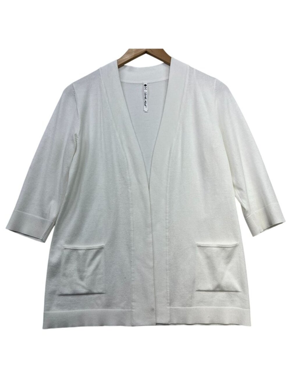 Leo & Nicole Womens Open-Front 3/4 Sleeves Cardigan Sweater Small Petite White